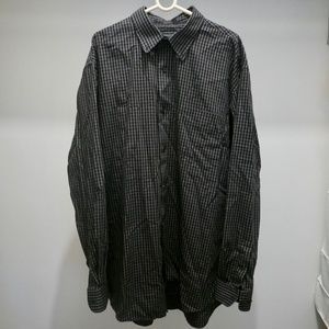 Black checked button-down shirt